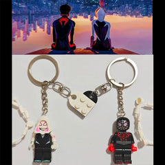 2pcs Beautiful Handmade 3D Cartoon Spider Gwen Couple Keychain Matching Anime Keyring Charms for Lovers Backpack Christmas Gifts