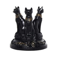 Resin Egyptian Cat Ornament Black Elf Guard Statue Crystal Ball Stand Feng Shui Amulet Home Decoration