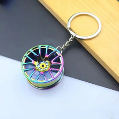 Creative Mini Auto Parts Car Wheel Keychain Auto Enthusiast Metal Keyring Accessories Key Ring Chain for Men Woman Lover Gift