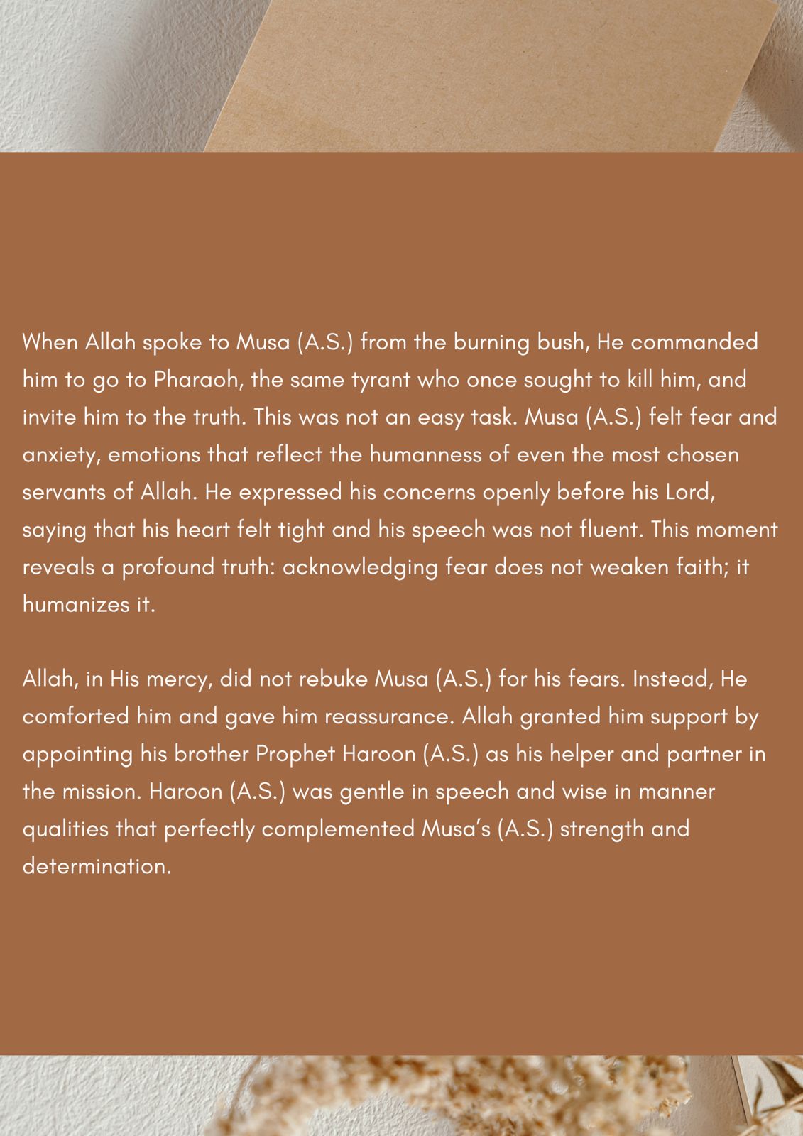 The Prayer of Musa (A.S.): A Story of Faith