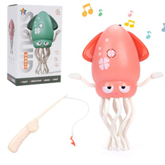 Dancing Squid Induction Lying Flat Squid with Light&Music Interactive Development Toys Kids Electronic Pet Toys Tummy Time Gifts