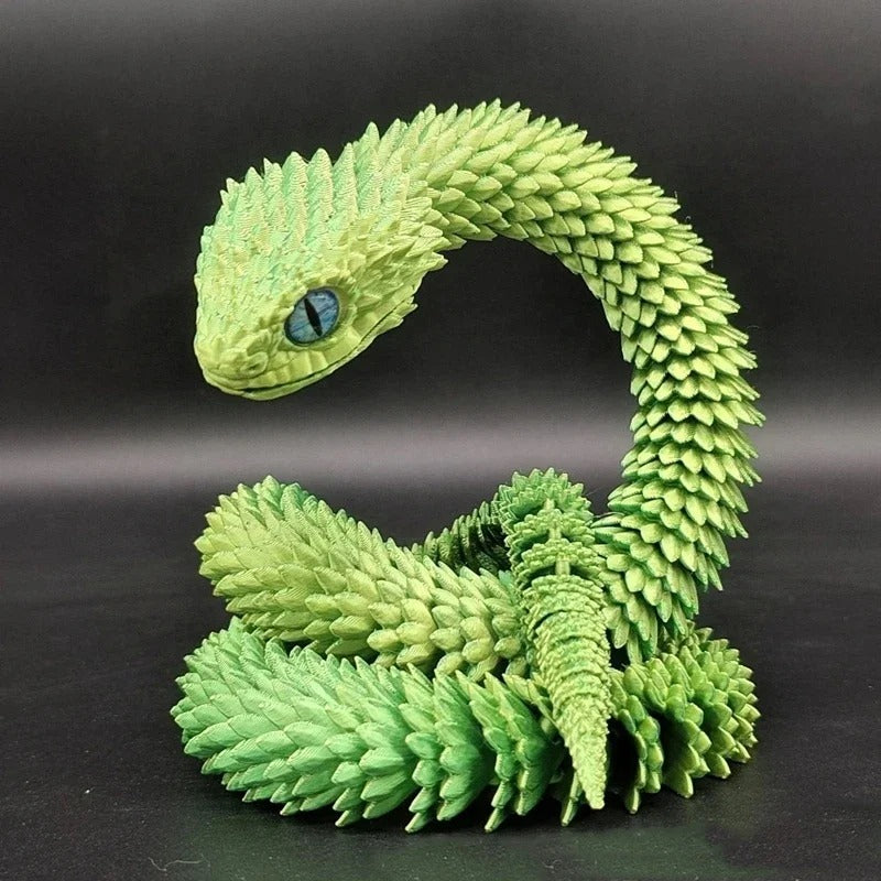 New 30cm Poseable Viper Snake Figurine 3D Printed Realistic Animal Model With Movable Joints Miniature Desktop Ornament Decor