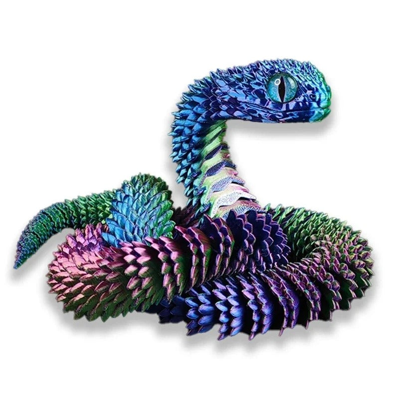 New 30cm Poseable Viper Snake Figurine 3D Printed Realistic Animal Model With Movable Joints Miniature Desktop Ornament Decor