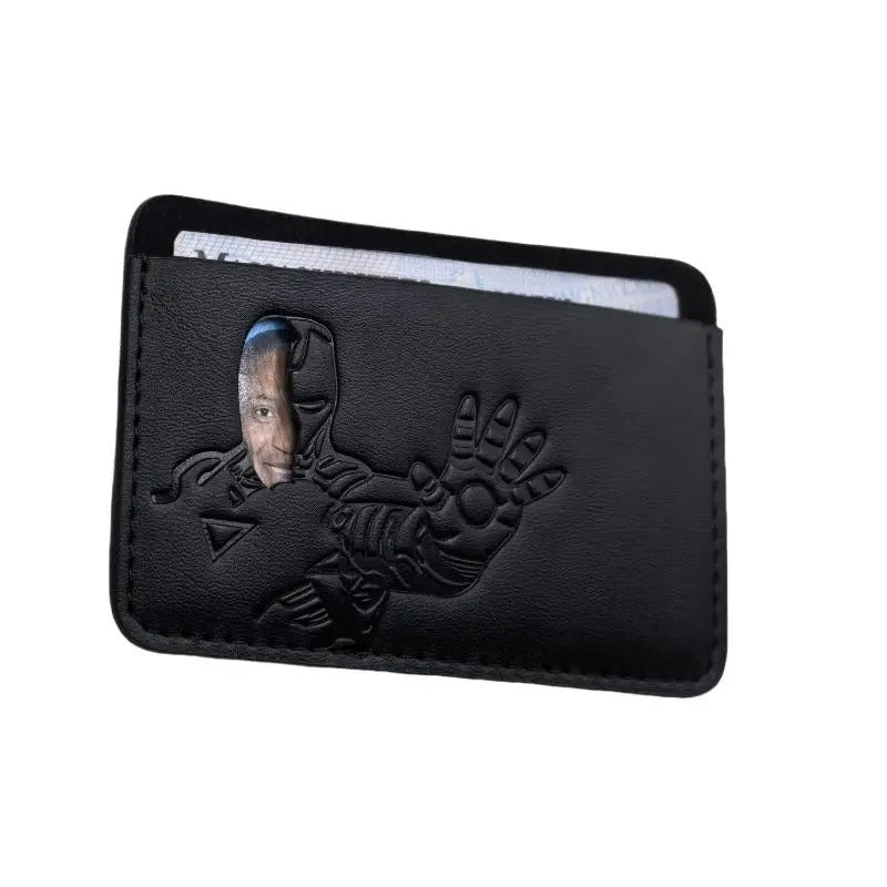 Leather Bat Wallet Personalized Superhero Mask Card Holder Bat ID Heroic Wallet Gift