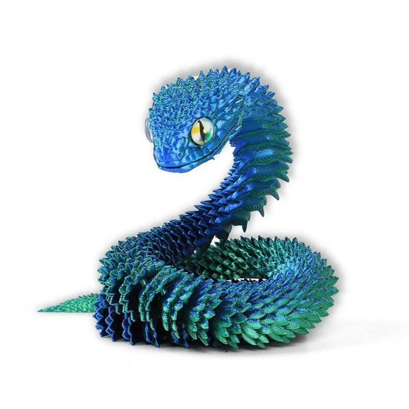 New 30cm Poseable Viper Snake Figurine 3D Printed Realistic Animal Model With Movable Joints Miniature Desktop Ornament Decor