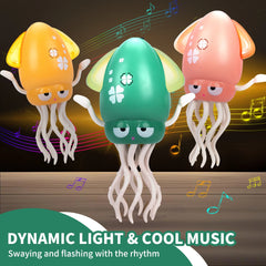 Dancing Squid Induction Lying Flat Squid with Light&Music Interactive Development Toys Kids Electronic Pet Toys Tummy Time Gifts