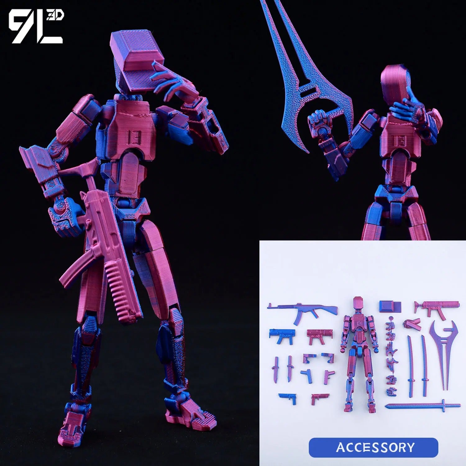 9L3D Printed Lucky Dummy 13 Action Figures Movable Shapeshift Mannequin Toys Parent-Children Games