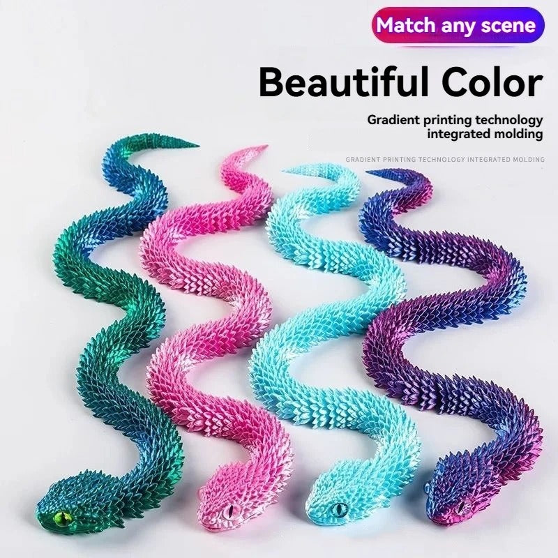 New 30cm Poseable Viper Snake Figurine 3D Printed Realistic Animal Model With Movable Joints Miniature Desktop Ornament Decor
