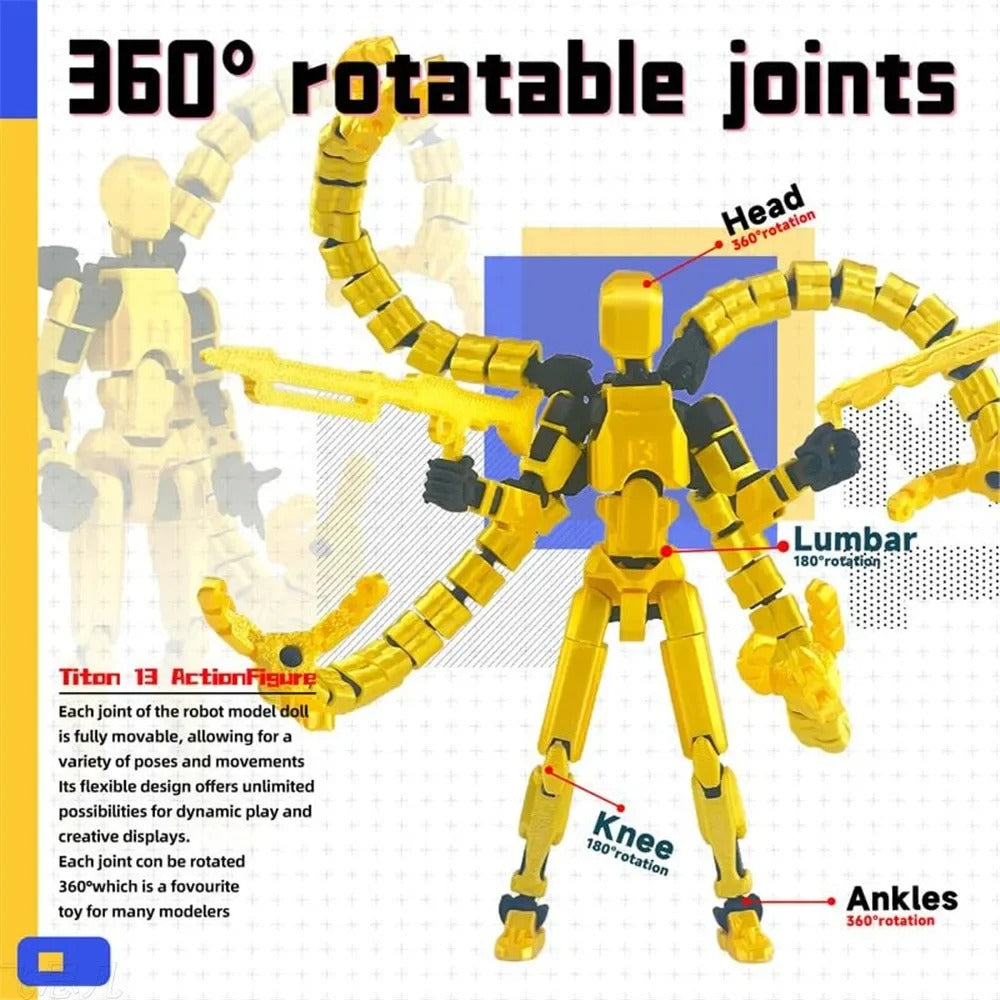 3D Printed Multi Jointed Action Figure Movable Robot Model Poseable Dummy Toy Desktop Collectible Gift UK