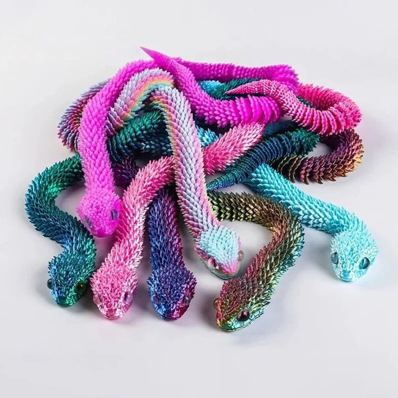 New 30cm Poseable Viper Snake Figurine 3D Printed Realistic Animal Model With Movable Joints Miniature Desktop Ornament Decor