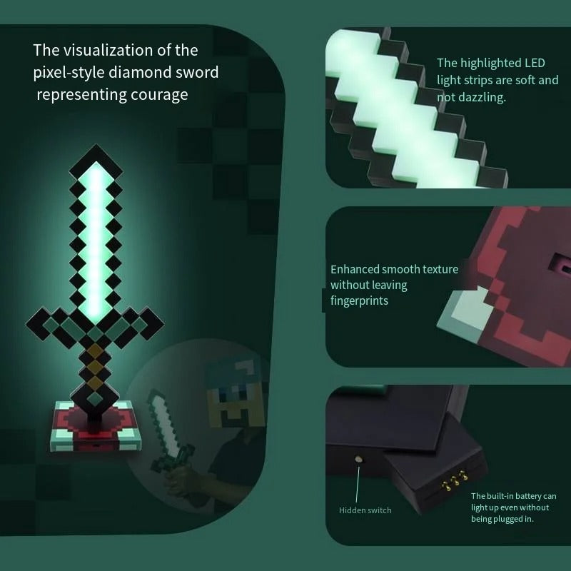 Minecraft sword night light decoration colour changer sword game peripheral gift model table lamp gift for children