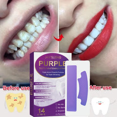 Purple Teeth Whitening Strips Remove Plaque Stains Cleaning Oral Hygiene Bleaching Dental Tools Fresh Breath Brighten Tooth Care