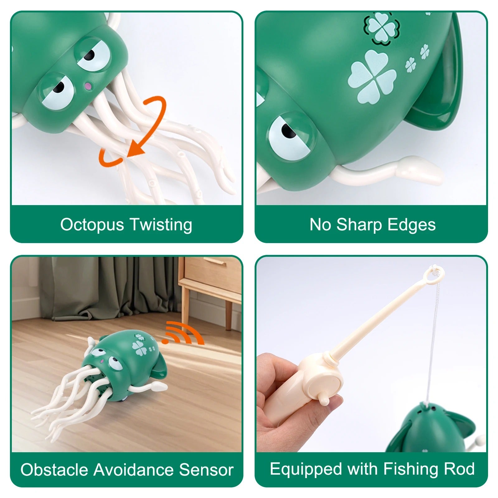 Dancing Squid Induction Lying Flat Squid with Light&Music Interactive Development Toys Kids Electronic Pet Toys Tummy Time Gifts