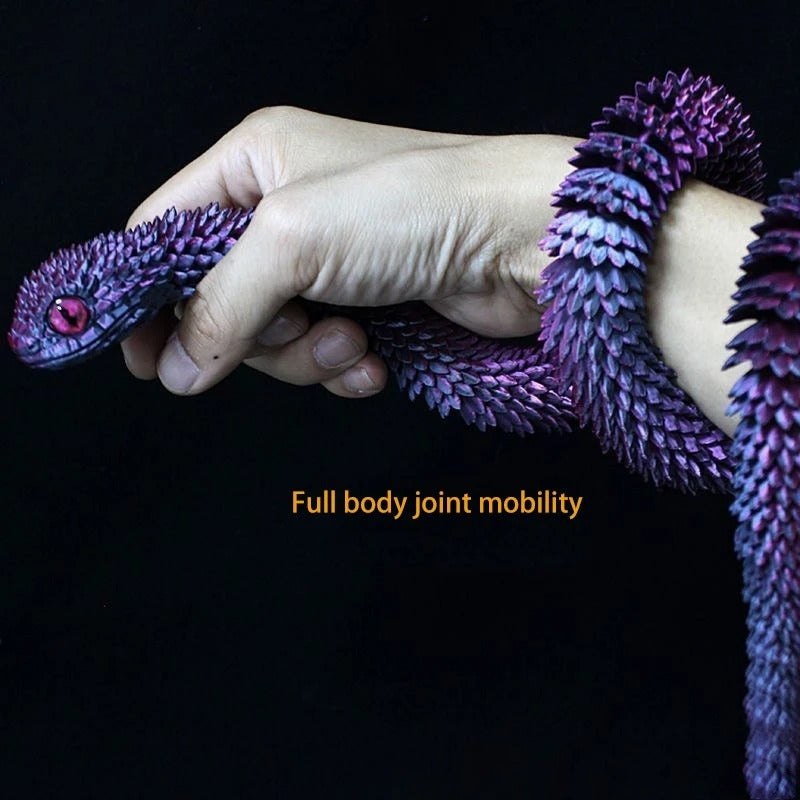 New 30cm Poseable Viper Snake Figurine 3D Printed Realistic Animal Model With Movable Joints Miniature Desktop Ornament Decor