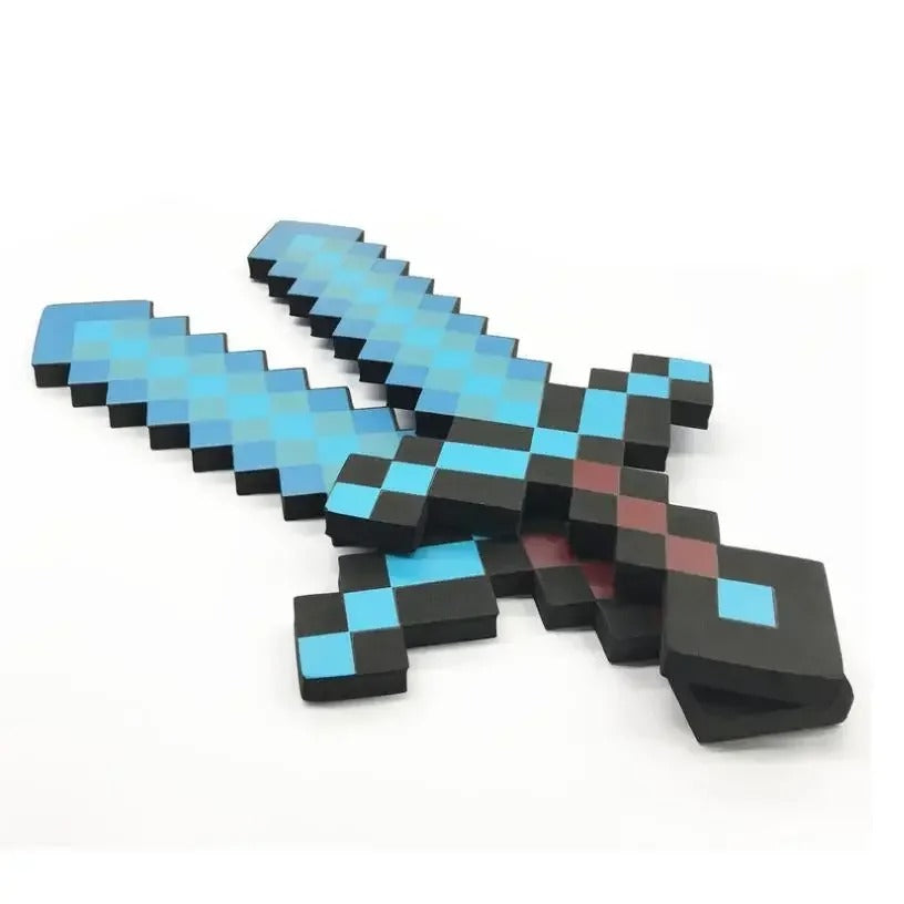 Steve Design Blue Diamond Sword Soft EVA Foam Toys Minecraft Axe Shovel Sword Boys Lovely Toys For Children Fans Birthday Gifts