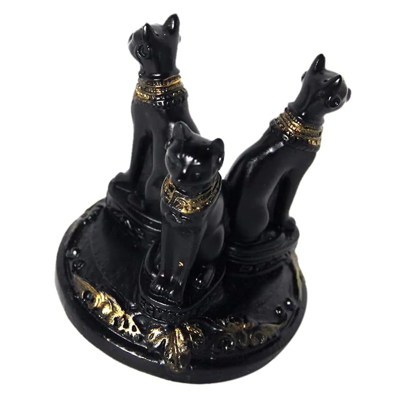 Resin Egyptian Cat Ornament Black Elf Guard Statue Crystal Ball Stand Feng Shui Amulet Home Decoration