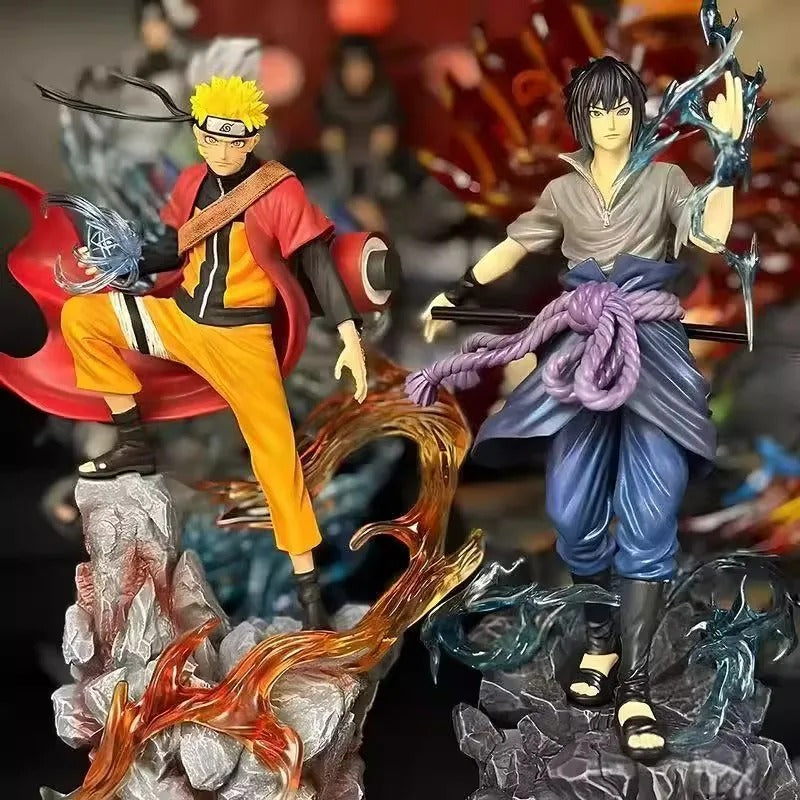 27cm Naruto Anime Figure Uzumaki Naruto Uchiha Sasuke Action Model Pvc Statue Desktop Ornament Collection Toys Gift
