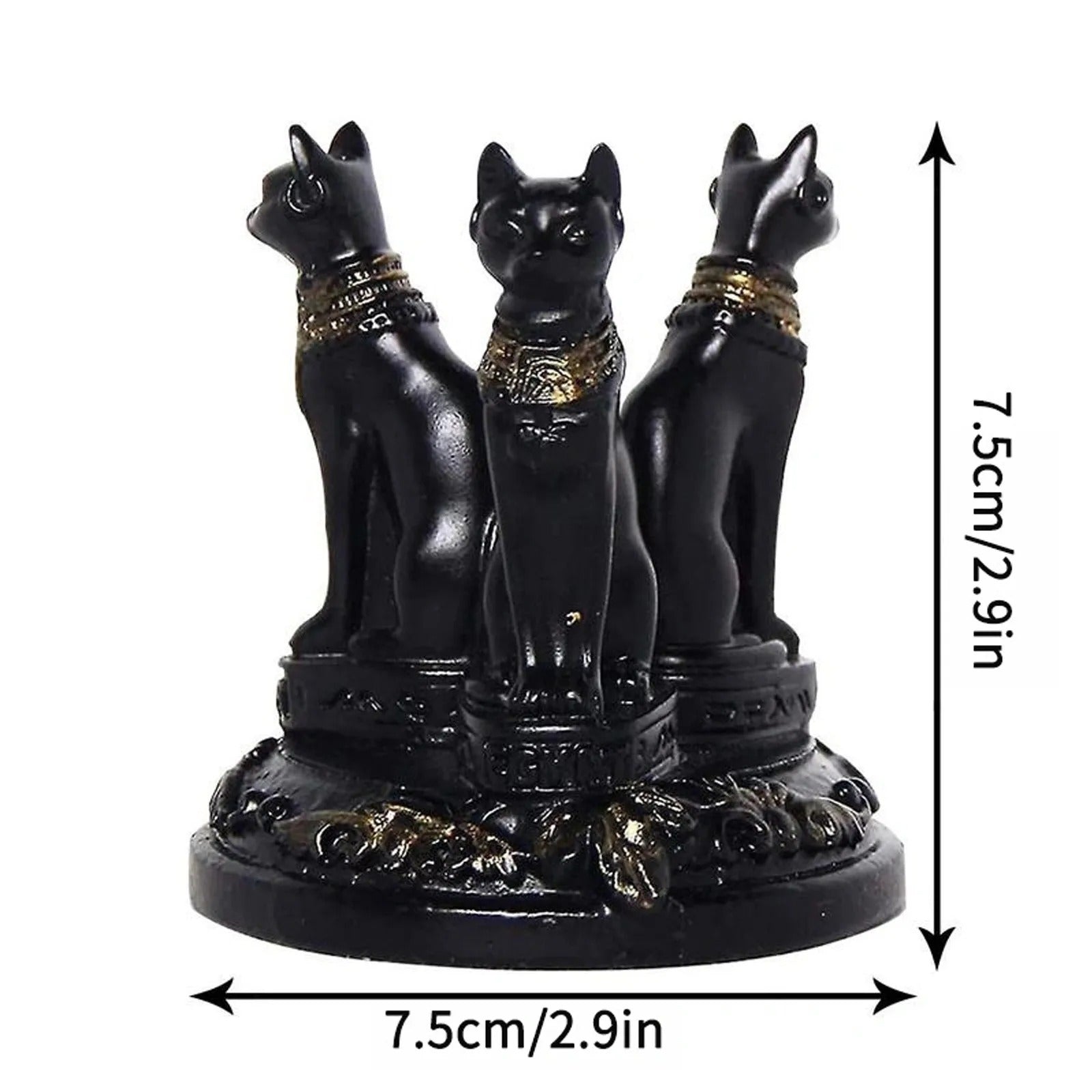 Resin Egyptian Cat Ornament Black Elf Guard Statue Crystal Ball Stand Feng Shui Amulet Home Decoration