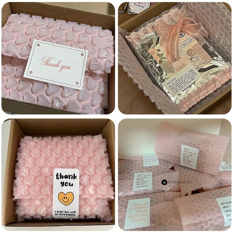 20cmx5 Meters Pink Blue Lovely Heart Shape Bubble Wrap Shockproof Package For Gifts Box Fragile Glass Goods Pack Party Decor