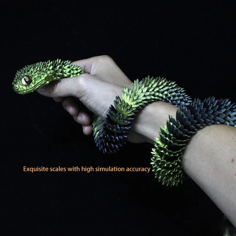 New 30cm Poseable Viper Snake Figurine 3D Printed Realistic Animal Model With Movable Joints Miniature Desktop Ornament Decor