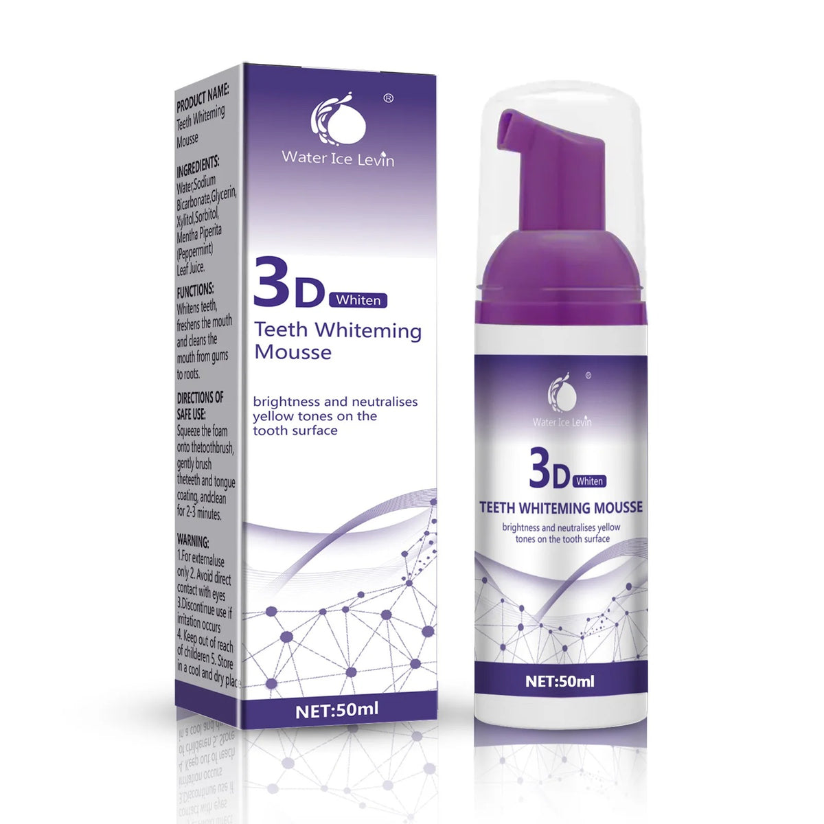 50ml 3D Mousse Toothpaste Teeth Whitening Removing Yellow Teeth Cleaning Tooth Stain Oral Fresh Tooth Care Product 2024 New
