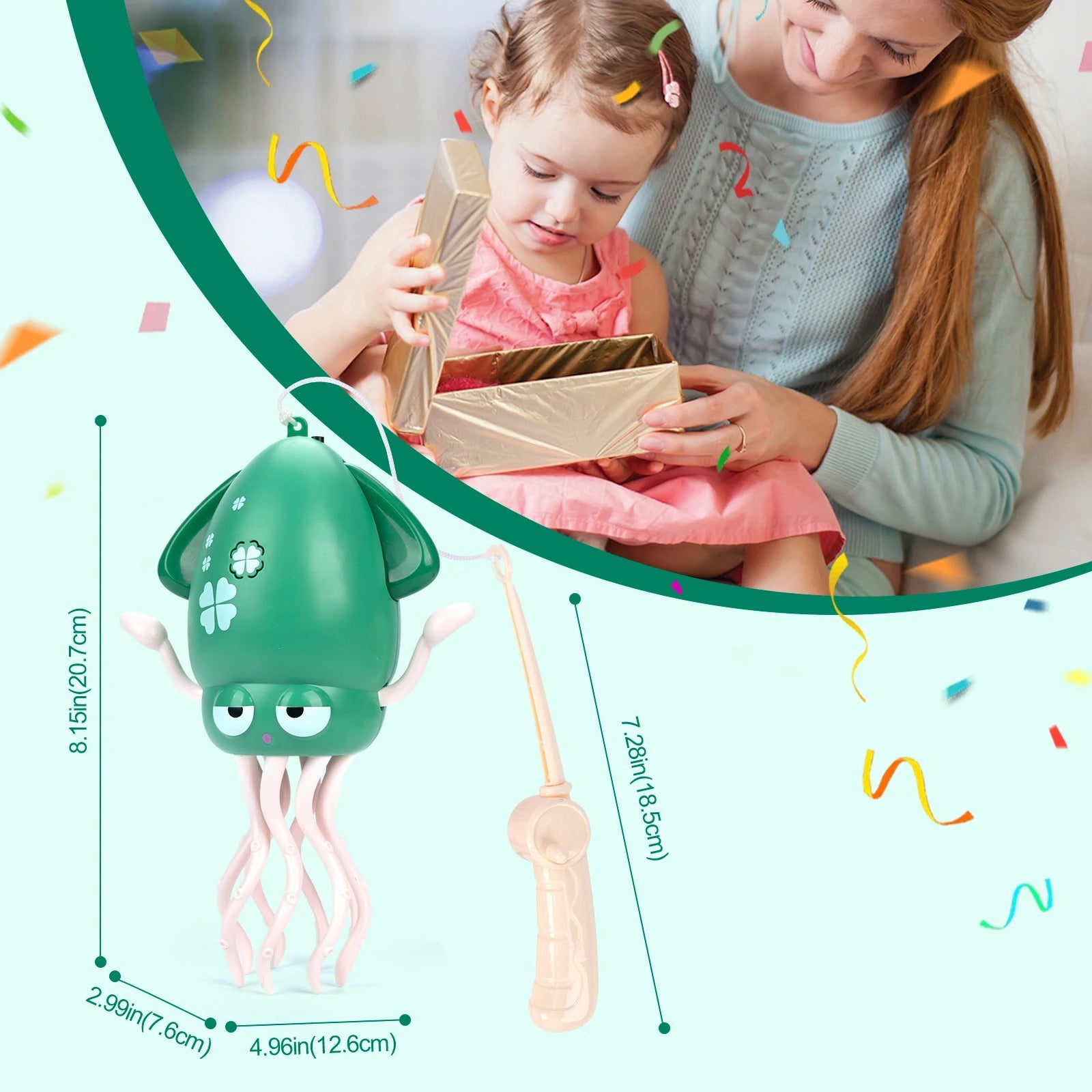 Dancing Squid Induction Lying Flat Squid with Light&Music Interactive Development Toys Kids Electronic Pet Toys Tummy Time Gifts