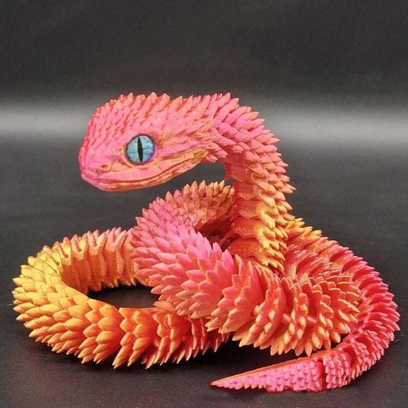 New 30cm Poseable Viper Snake Figurine 3D Printed Realistic Animal Model With Movable Joints Miniature Desktop Ornament Decor