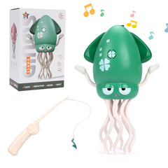Dancing Squid Induction Lying Flat Squid with Light&Music Interactive Development Toys Kids Electronic Pet Toys Tummy Time Gifts