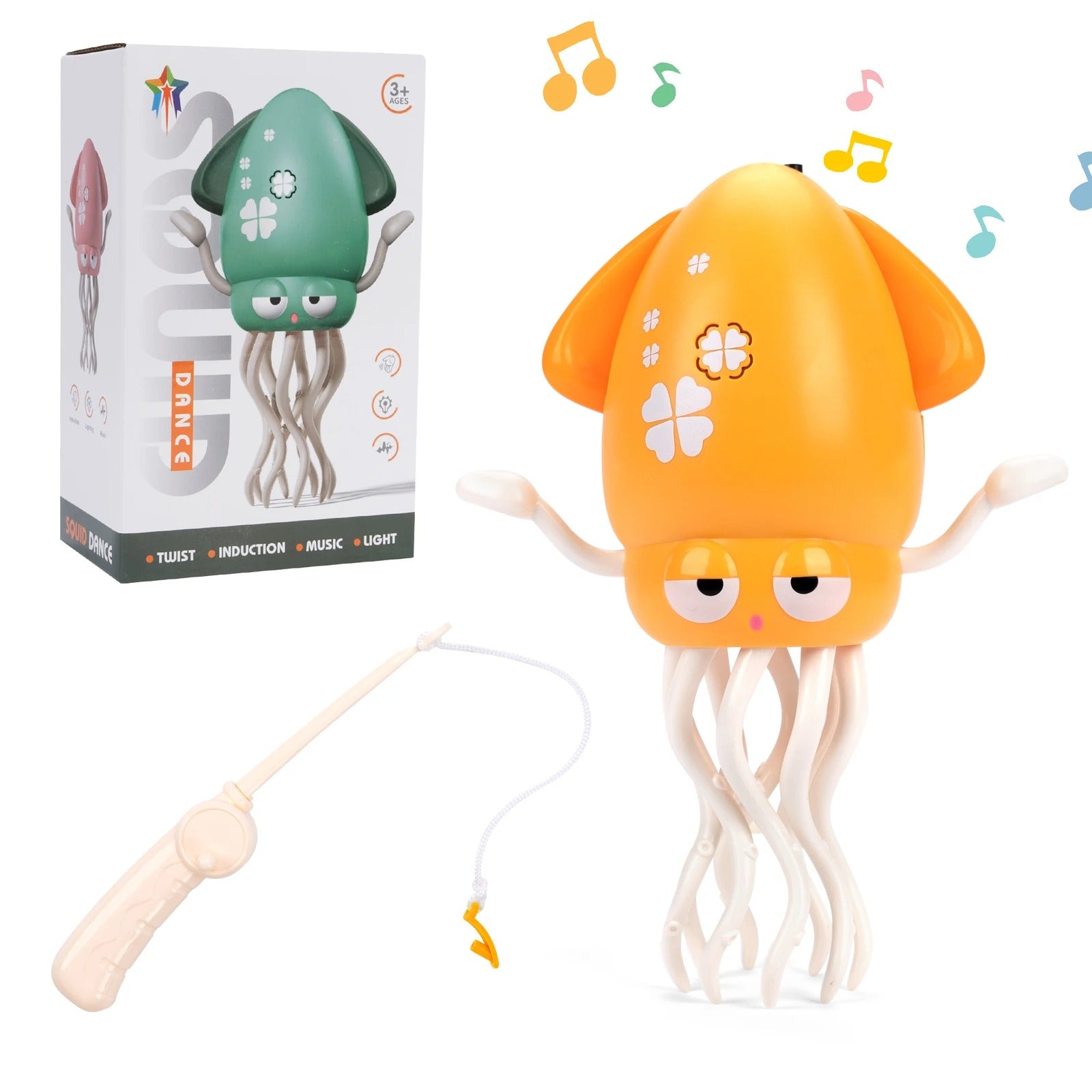 Dancing Squid Induction Lying Flat Squid with Light&Music Interactive Development Toys Kids Electronic Pet Toys Tummy Time Gifts